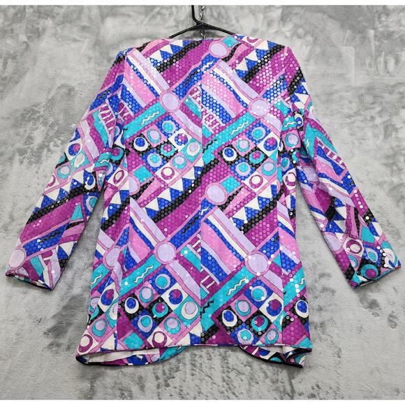 Vintage 80s Rickie Freeman Teri Jon Skirt Suit Size 12 Silk Sequin Jacket Pencil - Picture 3 of 15